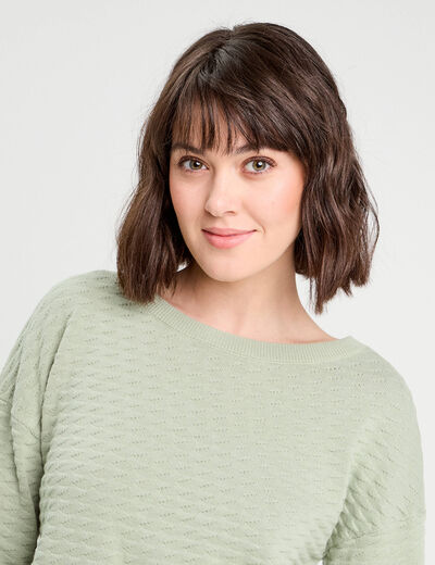 Pull col bateau vert pastel femme