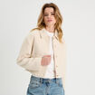 Veste boutonnée tweed beige femme