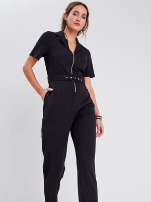 Combinaison pantalon zippee noir femme