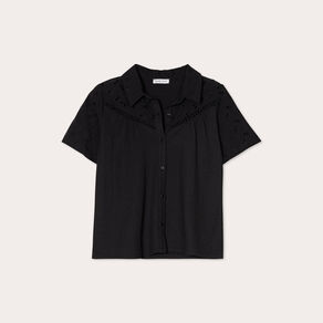 Chemise broderie anglaise noir femme