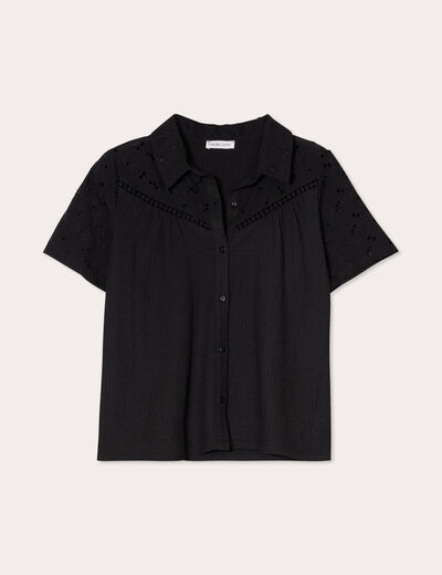 Chemise broderie anglaise noir femme