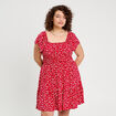 Robe évasée manches courtes rouge femme