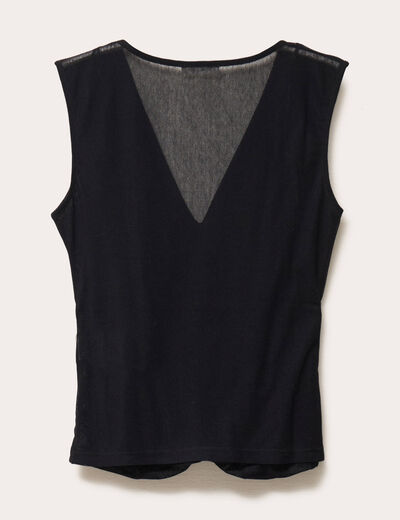 débardeur ajusté court col v noir femme