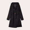 Manteau mi-long à capuche noir femme