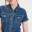 Combishort zippée en jean denim double stone femme