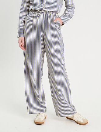 Pantalon large bleu marine femme