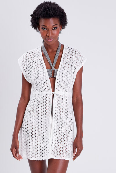 Paréo à nouer sur la taille blanc femme