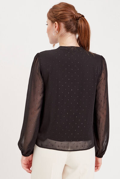 Blouse manches longues noir femme