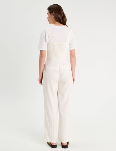 Combinaison pantalon bretelles blanc femme