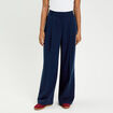 Pantalon large &agrave; pinces bleu marine femme