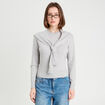 Pull effet 2-en-1 gris fonc&eacute; femme