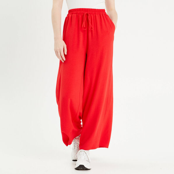 pantalon large fluide rouge fluo femme Pantalon large fluide rouge fluo femme