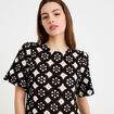 T-shirt manches courtes aspect dentelle ecru femme