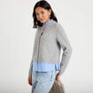 Gilet 2-en-1 col chemise manches longues gris clair femme