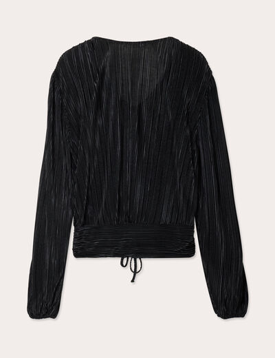 Blouse plissée noir femme