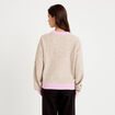 Pull ample col rond manches longues marron femme