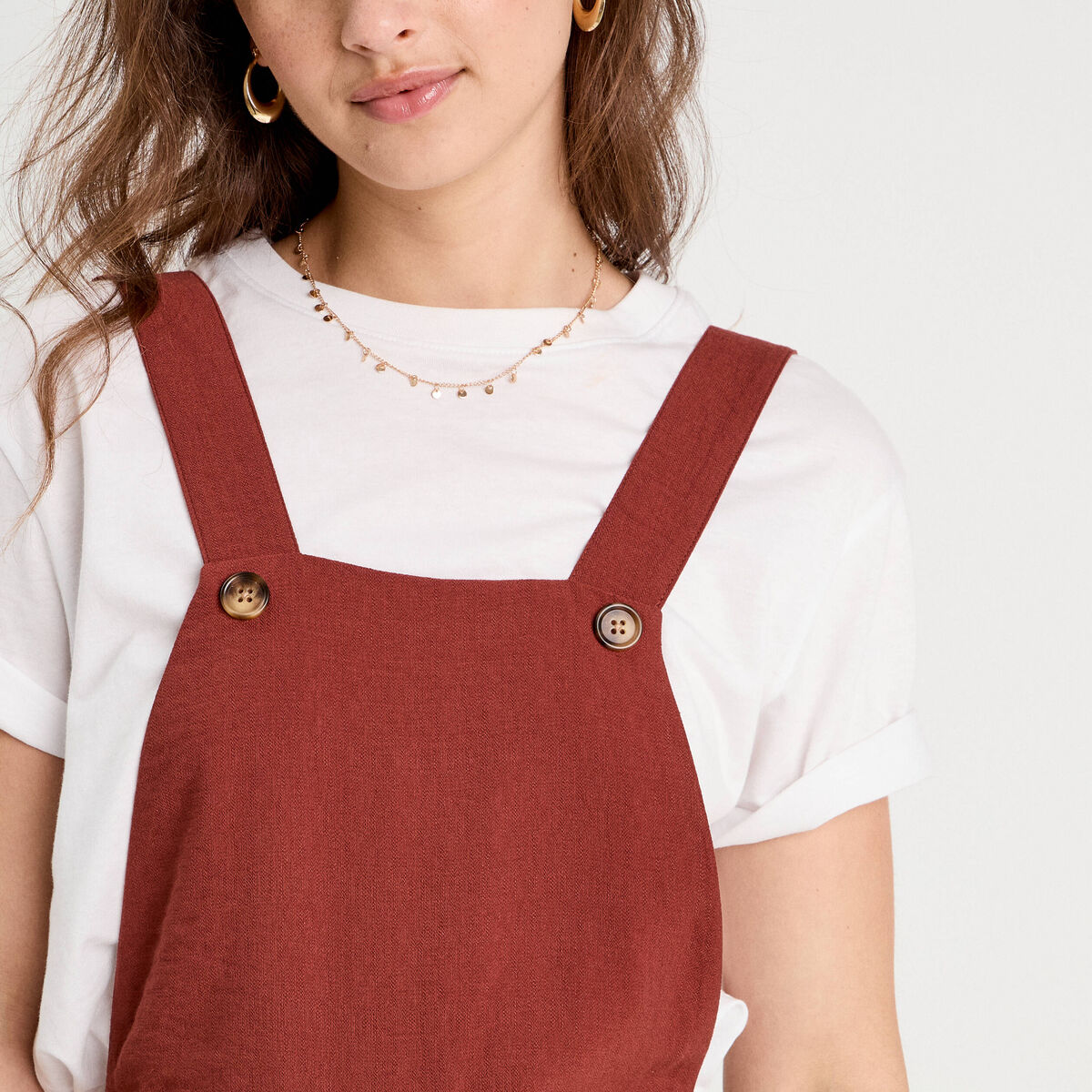 Salopette jambe large marron cognac femme