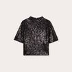 T-shirt sequins col montant noir femme