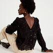 Blouse droite col v en dentelle noir femme