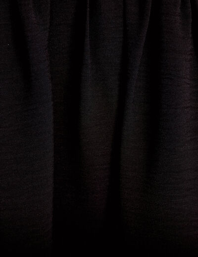 Robe droite courte col v manches 3/4 noir femme