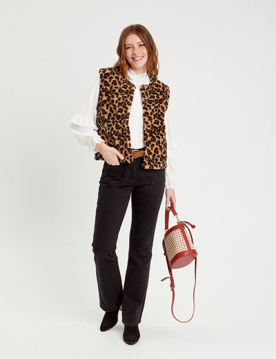 Jeans flare poches plaquées denim noir femme