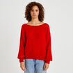 Pull ample col bateau manches longues rouge femme