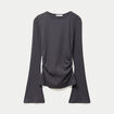 T-shirt ajust&eacute; col rond manches longues gris fonc&eacute; femme
