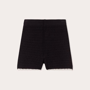 Short tricot droit ajouré noir femme