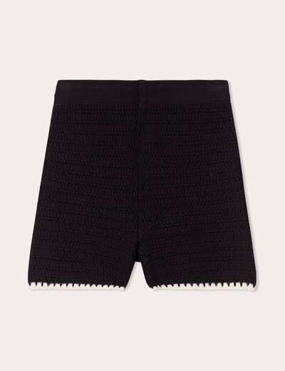 Short tricot droit ajouré noir femme