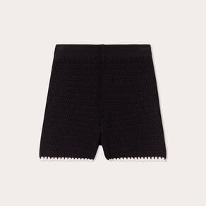 short tricot droit ajoure noir femme Short tricot droit ajouré noir femme