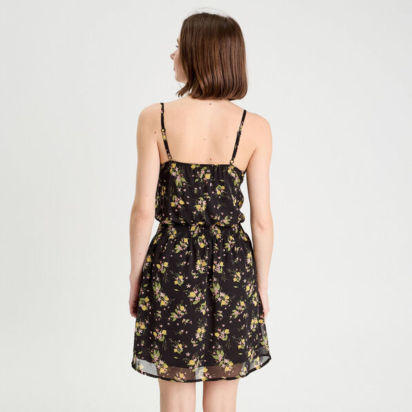 Robe patineuse bretelles fines noir femme
