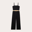 Combinaison pantalon bretelles avec lin noir femme
