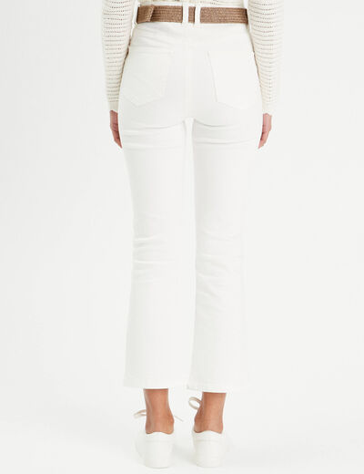 Jeans flare ceinturé ecru femme