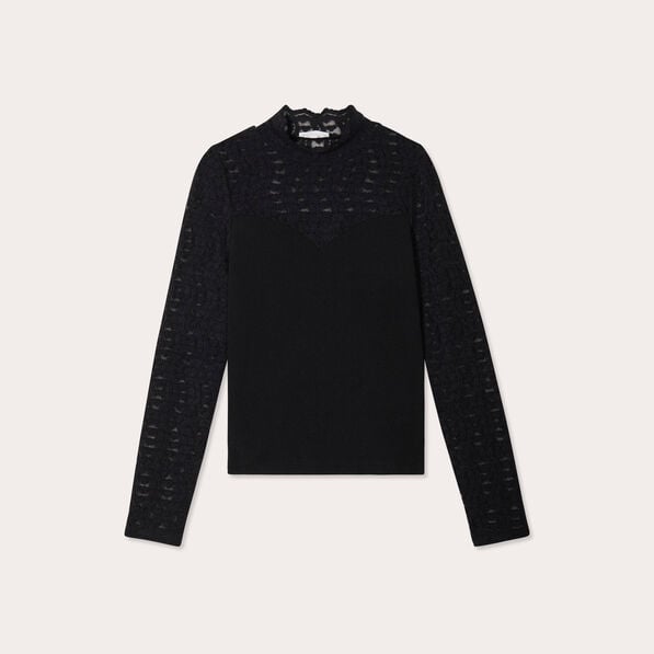 t shirt col montant noir femme T-shirt col montant noir femme