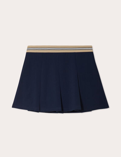 Jupe évasée plissée bleu marine femme
