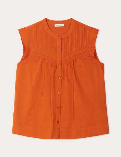 Blouse sans manches orange femme