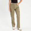 Pantalon large poches cargo vert kaki femme