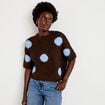 Pull col rond manches courtes marron fonc&eacute; femme
