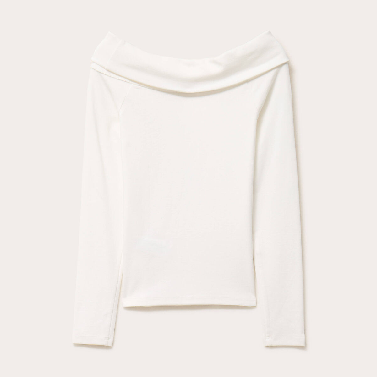 T-shirt c&ocirc;tel&eacute; manches longues ecru femme