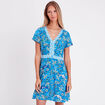Robe droite manches courtes bleu clair femme