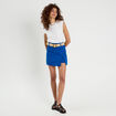 Jupe-short ceinturée contenant du lin bleu electrique femme