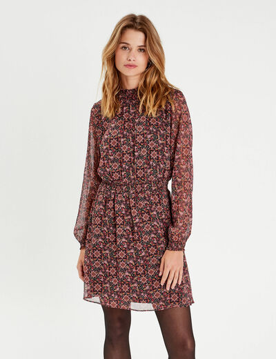 Robe évasée taille smockée rose femme