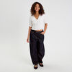 Blouse manches courtes smockée blanc femme