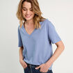 T-shirt manches courtes bleu gris femme