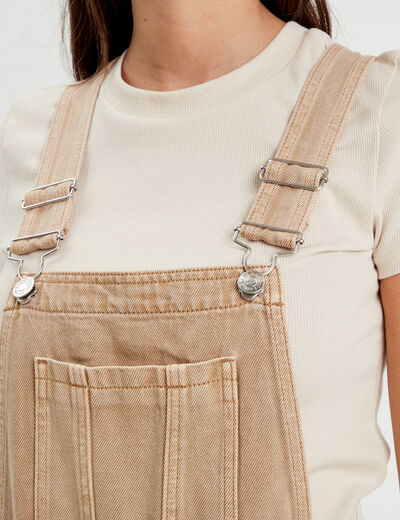 Salopette droite en jean sable femme