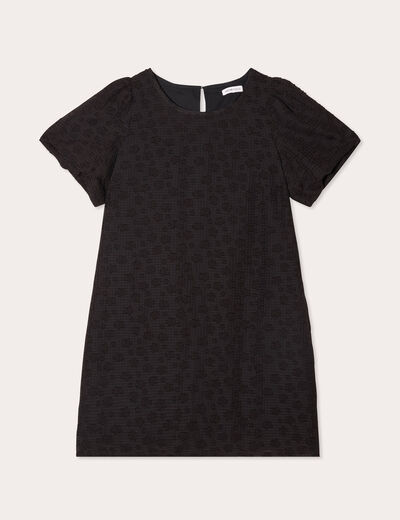 Robe droite manches courtes noir femme