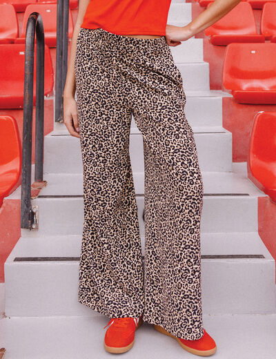 Pantalon fluide beige femme