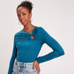 Blouse manches longues anneau bleu canard femme