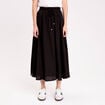 Jupe longue &eacute;vas&eacute;e satin noir femme