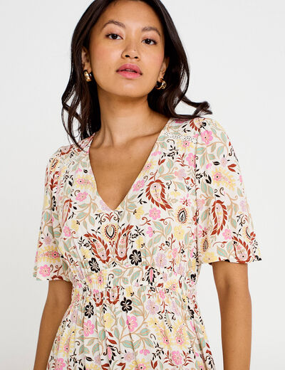 Robe &eacute;vas&eacute;e blanc femme